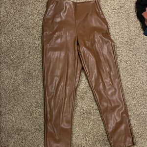 Old Navy Tan Faux Leather Trousers